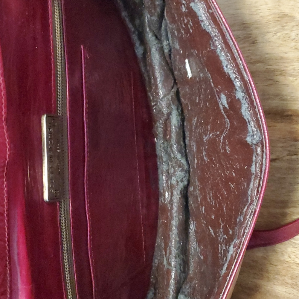 RARE Vintage Stuart Weitzman Leather Handbag Burgandy Floral Design - Picture 5 of 12